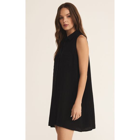 Z Supply New Light Mini Dress - Black NWT SIZE M - Picture 2 of 4
